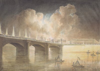 Fireworks in the Place de la Concorde for the Anniversary of 18 Brumaire by Francesco Piranesi
